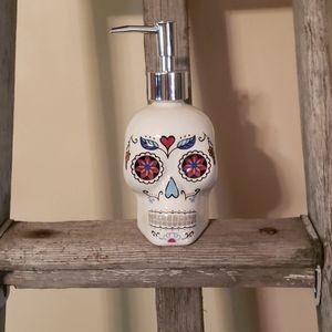 White sugar skull soap dispenser